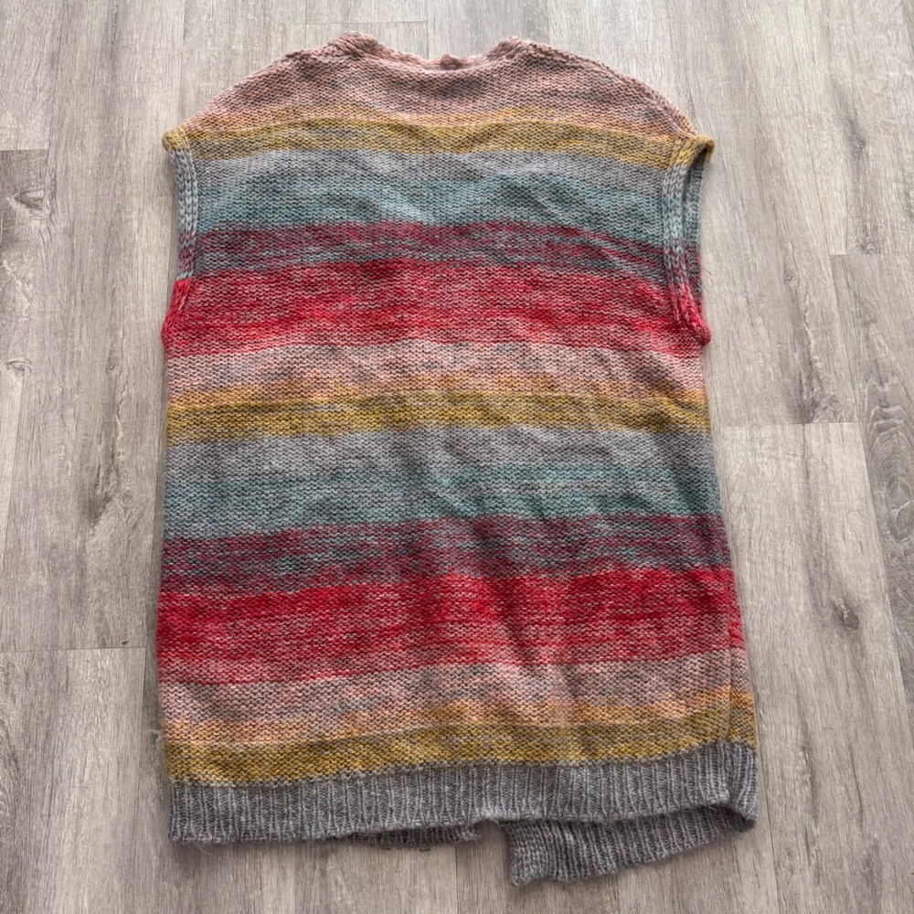 Moth Anthropologie Sweater Vest XS/S Multicolor Stripe Open Front Knit Italy - Picture 6 of 6